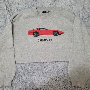 Aeropostale Gray Crew Neck Sweater with Red Car Design